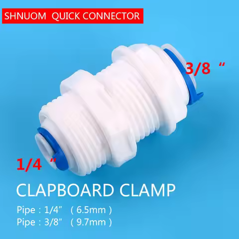 3/8" (9.5mm) Tube - 1/4" OD Tube PE Pipe Straight Bulkhead Fittings Quick Connector Division Plate R
