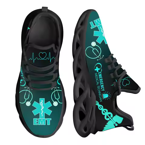 INSTANTARTS Cute Nurse Cat Pattern Female Shoes Casual Sneakers Brand Design Lace-up Walking Male Me