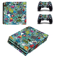 Cartoon Graffiti Decal PS4 Pro Skin Sticker for Sony Playstation 4 Promotion Console Protection Film &amp; 2Pcs Controller