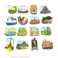 Global Landmarks Fridge Magnet Set - 3D Metal Souvenirs from Denmark, Belgium, Japan, NZ, Thailand, 