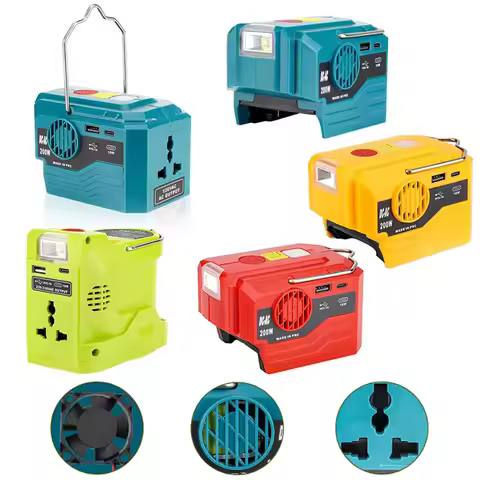 200W Portable Inverter For Makita/Bosch/Dewalt/Milwaukee/ Ryobi 18V Battery 120-220V Modified Sine W