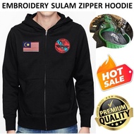 EMBROIDERY SULAM SIERRA TEAM GGK RED & MALAYSIA FLAG SPECIAL FORCES TACTICAL HOODIE ZIPPER SWEATER P