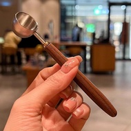 Coffee Bean Quantitative Spoon Long Handle Walnut Coffee Powder Measuring Spoon 304 Stainless Steel 
