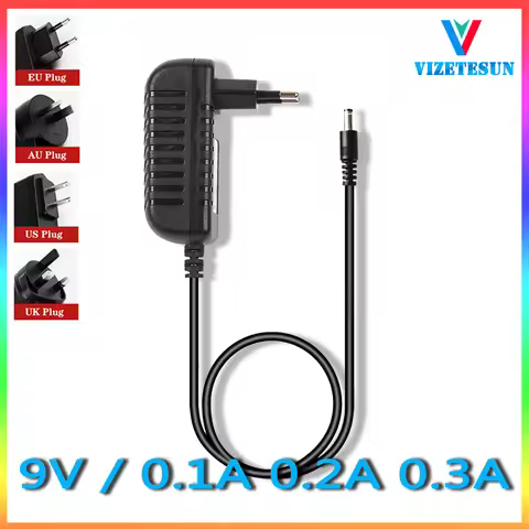 9V 0.1A 0.2A 0.3A Switching Power Adapter 9V 100MA 200MA 300MA Universal Regulated Power Cord DC 5.5