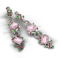 數碼 3D-model of jewelry earrings with emerald cut gemstones and 174 diamonds.