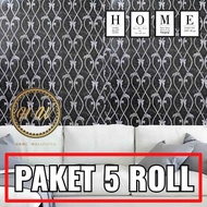 PAKET 5 ROLL Wallpaper Stiker Dinding Teralis 3d Dasar Hitam Ukuran 45Cm X 10M Wallpaper Rika