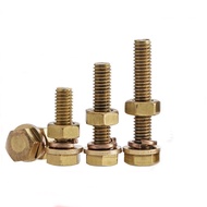 M3 M4 M5 M6 Brass Hexagon Bolt Screw Nut Flat Washer Spring Washer Combination Extended Screw