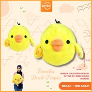 DUCK PIOPIO W/BABY RATTLE 9H" YELLOW DUCK DOLL