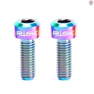 RISK Ti Conjoined Fixed M 5 × Bike Fastener 14 mm Titanium Thumb Parts New Bicycle MTB 2 PCS Screws Bolts for [ Hexagon ] Shifter