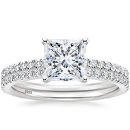 2CT 925 Sterling Silver Bridal Ring Sets Princess Cut CZ Engagement Rings promise rings for her wedd