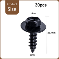 30 ตัว รถสกรูบังโคลนรถ รถ สกรู น็อต ยึดบังโคลน ซุ้มล้อ สีดำ สกรูบังโคลน สกรูซุ้มล้อ  สีดำ ขนาด M6x17