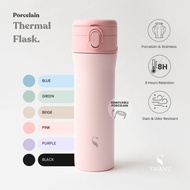 SWANZ One Touch Plus M 700ml - Vacuum Insulated Ceramic Coffee Tumbler Cup, Stainless Steel Thermos 