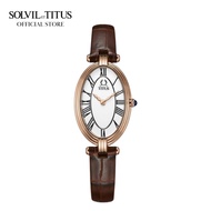 Solvil et Titus Once 2 Hands Quartz in White Dial and Brown Leather Strap Women Watch W06-03207-003