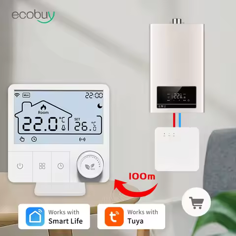Tuya Wifi Boiler Thermostat Wireless Heating Wifi Smart Thermostat Battery Operated Gas Boiler Water