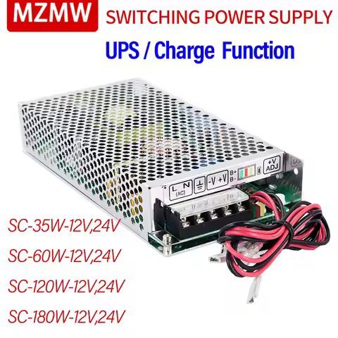 MZMW UPS/Charge Function Switching Power Supply SC-35W 60W 120W 180W 12V 24V Monitor 110/220v AC/DC 