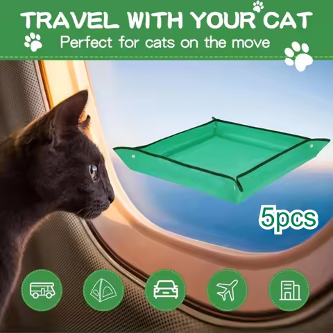 5pcs Cat Litter Box, Foldable Waterproof Large Travel Litter Box for Car Airplane Van Camping Hotel