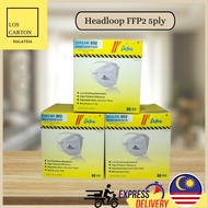 (50pcs) HeadLoop Face Mask 5Ply Disposable FFP2 NR 952 HEADBAND FACEMASK / Pelitup Mulut/ 口罩