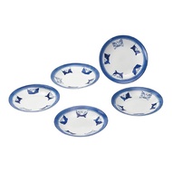 Mino ware cat motif plates, medium-sized serving plates, approximately 17 cm, set of 5, microwave an