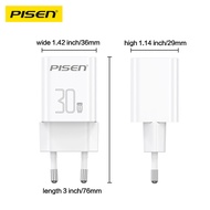PISEN(TC-082C30G) Type C Fast Charger GaN PD30W Fast Charging ความเข้ากันได้กว้าง