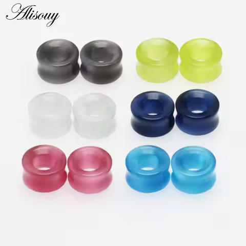 Alisouy 2pcs stone Ear Expander Piercing tunnel nature Stone Ear Plugs Tunnels Gauges 6-16mm ear Exp