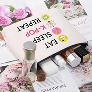 CMNIM K-POP Makeup Bag Eat Sleep K-POP Repeat Travel Pouch K-pop Merchandise Gift for Women Girl (Ea