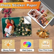 Glossy Sticker Paper for Inkjet Printer, Printable Sticker Paper White, 8.5x11 Inch Self-Adhesive Photo Sticker