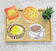 香港特色行李箱貼紙 (一套四款, 港式奶茶-菠蘿包-蛋撻-西多士)