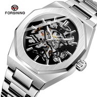 ⌚2022ใหม่ FORSINING นาฬิกาผู้ชาย Mechanical Automatic Skeleton นาฬิกากันน้ำ Full Steel Luxury Business Mens นาฬิกาข้อมือ