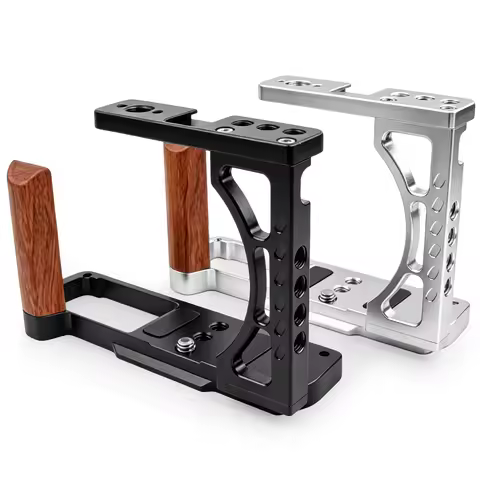 For Panasonic S9 Aluminium Camera Cage with Wooden Side Handle Grip, L-Bracket Cage Extension Video 