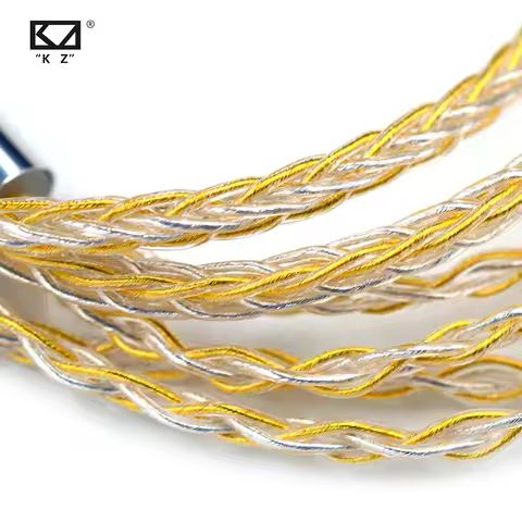 KZ Earphones Cable 8 Core Gold Silver Mixed Cable with 2pin/Mmcx Connector Use For KZ ZAX ZSX ZS10 P
