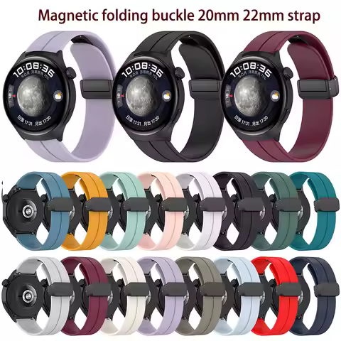 Magnetic folding buckle 20mm 22mm strap For Samsung Galaxy watch 4/classic/46mm/42mm/Active 2 Gear S