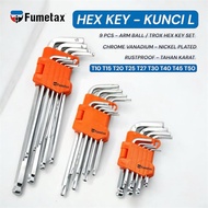 9 Pcs L Key Set Ball BINTANG / Wrench Hex Key Trox Ball Diagonal Long Short CR-V Fumetax