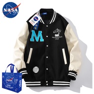 เสื้อโค้ทผู้ชาย NASA เสื้อแจ็คเก็ตนักบินร่วมของ  ชายและหญิงแบรนด์ไทด์หลวมย้อนยุคชุดเบสบอลแจ็คเก็ต Men's Coat M สีดำ