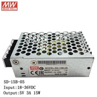 Mean WELL SD-15B-5 18~36V DC to 5V DC 3A 15W DC-DC Converter Enclosed Type Switching Power Supply SD