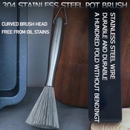 Brush pot tool stainless steel pot brush dishwashing pot brush long handle kitchen household cleaning non stick pot iron pot special