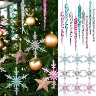 6-36Pcs Christmas Transparent Icicle Pendant - Acrylic Snowflake Ornaments - Crystal Pink Blue Clear