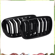 Front Kidney Grille Double Slat Sport Grill For- X5 F15 X6 F16 X5M F85 X6M F86 2013-2019 (Gloss Blac