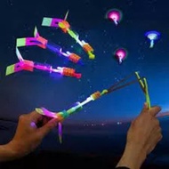 Lastik Berlampu Terbang Slingshot Arrow LED Up Luminous Toy Flying LED Helicopter Classic Toy