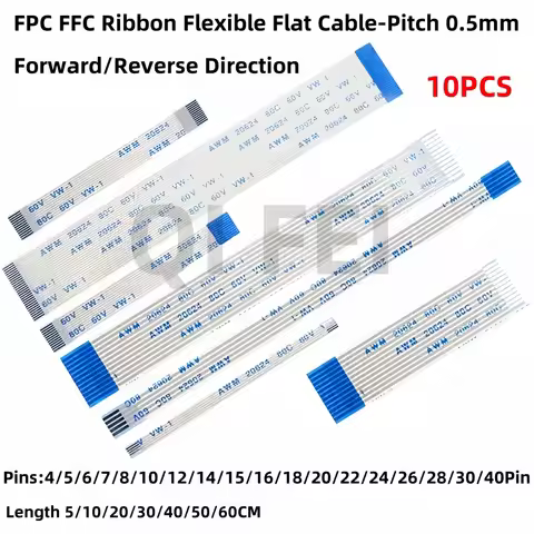 0.5mm FFC FPC Cable AWM20624 80C 60V VW-1 Flat Flexible Cable 4 5 6 7 8 9 10 12 14 16 18 20 24 26 30