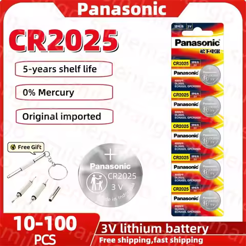 10-100PCS Panasonic CR2025 Battery CR 2025 3V Lithium Battery KCR2025 DL2025 For Car Remote Control 