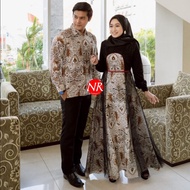 batik sarimbit gamis couple bahan katun kombinasi brokat exclusive