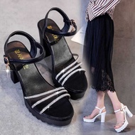 DIATA Women's Gladiator High Heels Sandals with Pearl Straps, Korean Fashion, Trendy High Heel Sanda