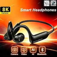 4K Smart AI Headphones  8MP Camera Translation Chat WIFI Video Recording Bluetooth 5.4 Sports Earpho