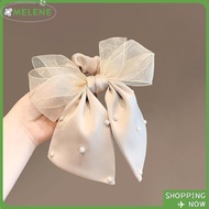 NOPVXBU Bow Hair Ring, Bow Ponytail Lace Bow Bow Hair Scrunchie, Pearls Mesh Elastic Hair Band