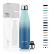1pc WATERSY Stainless Steel Water Bottles, 17oz/500ml Insulated Thermal Flask, Blue Metal Water Bott