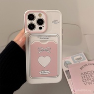 Korean Style Girl Love Heart Card Holder Suitable for Apple 15promax Phone Case Transparent iPhone14