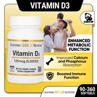 California Gold Nutrition, Vitamin D3, 125/50 mcg (5,000/2000 IU), 90-360 Fish Gelatin Softgels/Serv