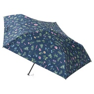 estaa - 日本直送 - 輕量 120g 晴雨兼用 防UV 遮光 遮熱 水彩風 折傘 短傘 日傘 - 花叢 深藍／草花 ネイビーブルー