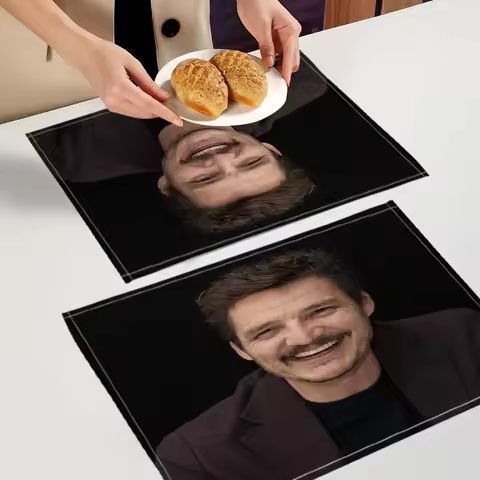 Pedro Pascal Placemat Custom Cotton Linen Dining Table Mats Bohemian Coaster Pad Bowl Cup Mat Home D