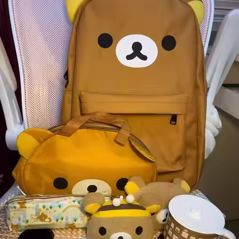 Large capacity cute Rilakkuma cartoon backpack casual versatile backpack